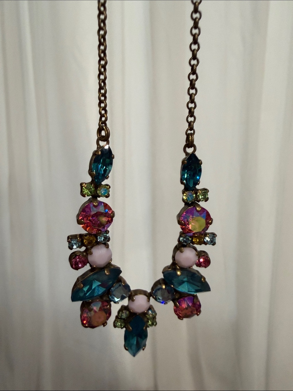 Sorrelli Teal and Pink Multistone Crystal Necklace